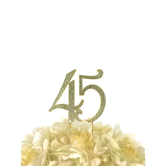 Rhinestone Cake Topper - Number 45 - Gold