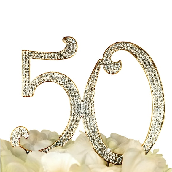 Rhinestone Cake Topper - Number 50 - Gold