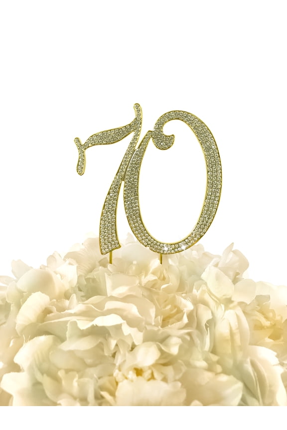 Rhinestone Cake Topper - Number 70 - Gold