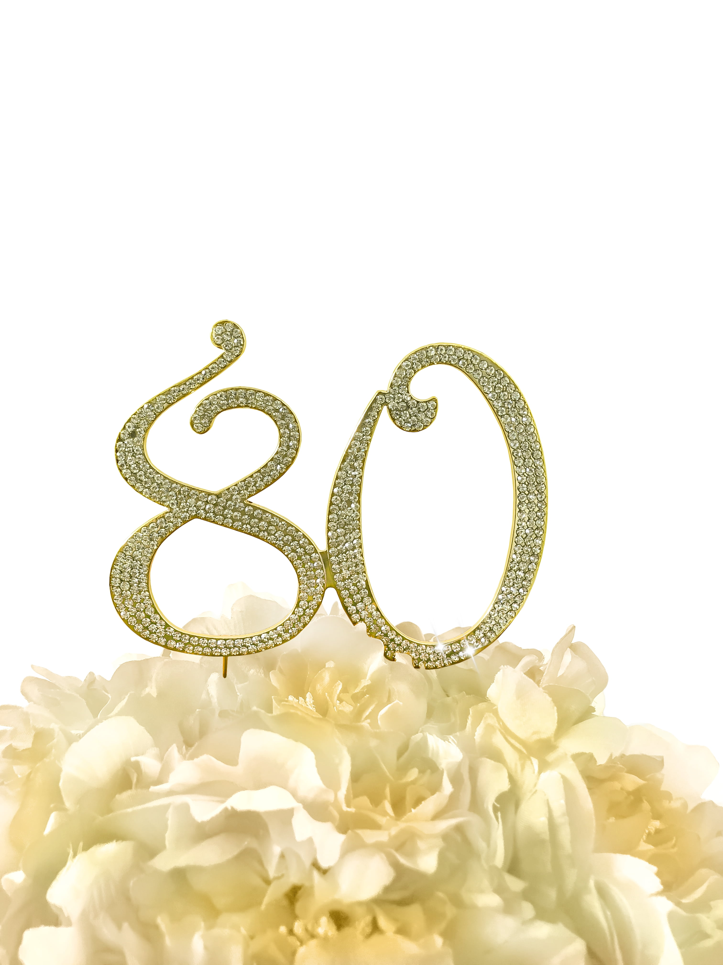 Rhinestone Cake Topper - Number 80 - Gold - Walmart.com