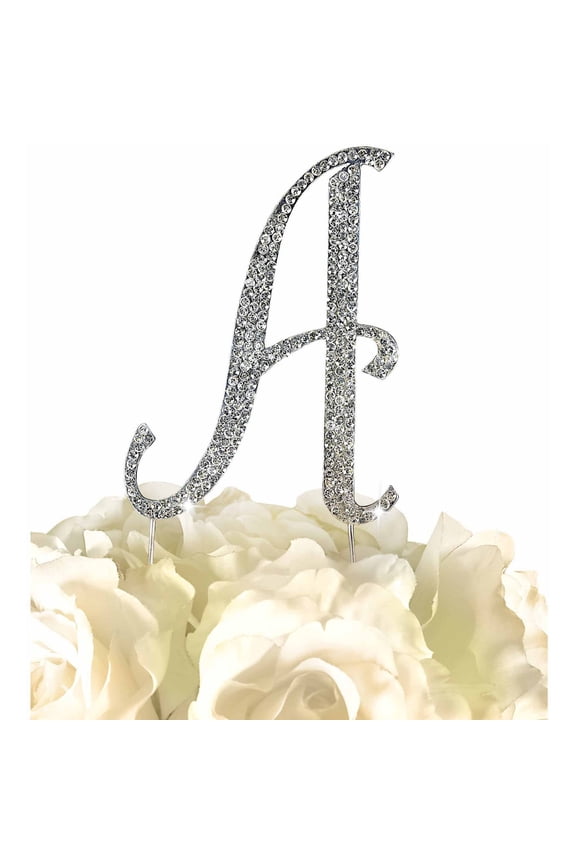 Rhinestone Cake Topper - Sparkling Collection Letter A - Large - Silver