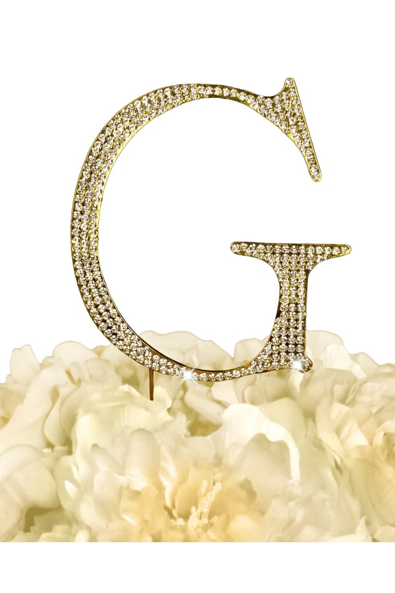 Rhinestone Cake Topper - Unik Occasions Letter G - Large - Gold
