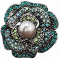 thumbnail image 1 of Rhinestone Camellia Flower Brooch Pin for Women Men Fashion Crystal Shell Pearl Blossom Brooch Lapel Pins Elegant Dress Accessories Jewelry Wedding Anniversary Boutonniere Corsage, 1 of 9