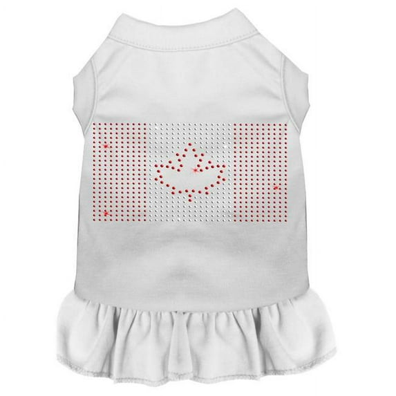 Rhinestone Canadian Flag Dress, White - Extra Small 8