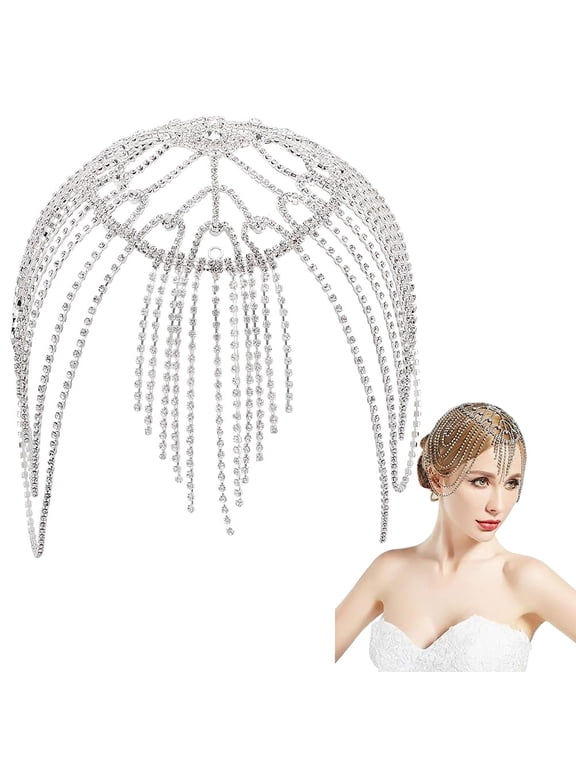 Rhinestone Caps Headpieces Vintage Beaded Head Chain Jewelry Roaring Wedding Bridal Flapper Bling Headband 1920s Gatsby Hair Accessories