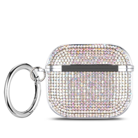 Rhinestone Case Cover for AirPods with Keychain Ring, Protective Earbud Charging Headphone Case Fashion Accessories