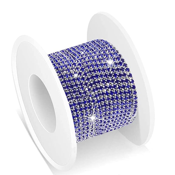 Rhinestone Chain Decorations, Single Rhinestone Chain for Nail Makeup, 1 Roll, Silver Background, Treasure Blue