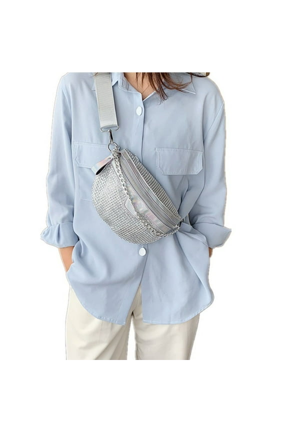 Rhinestone Chest Bag For Women Fanny Packs Belt Bags Crossbody Bags Waist Pouch Purse for Girls Party Outdoor Traveling Beach