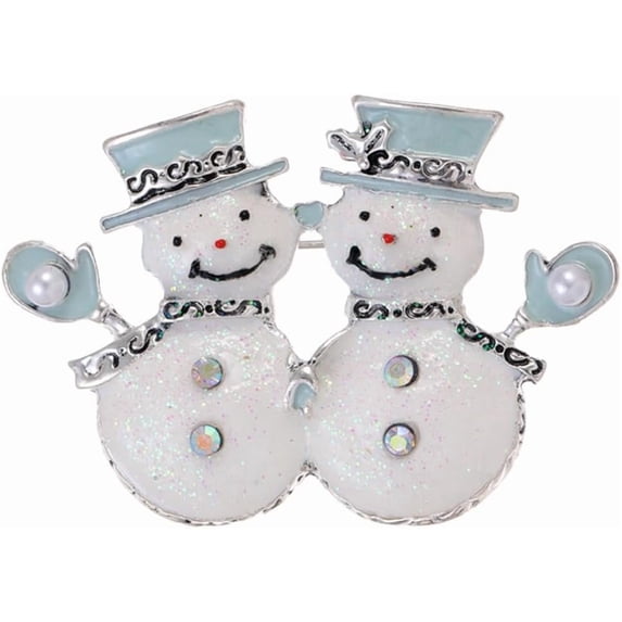 Rhinestone Christmas Snowman Brooch Pin for Women Unisex Silver Gold-Toned Enamel Pearl AB Crystal Cartoon Badges Brooches Lapel Pins Suit Collar Dress Accessories Xmas Jewelry for Winter