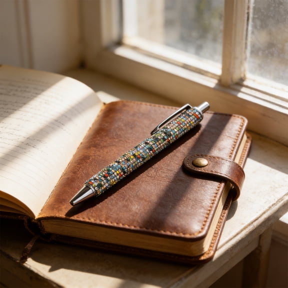 Rhinestone Click Ballpoint Pen, Plastic Crystal Style Writing Pen, 5.67 In, Camouflage For Office Journal Notes