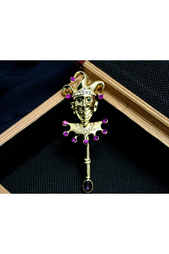 Rhinestone Clown Brooch Pin, Crystal Clown Face Pin Smiling Elegant Clown Lapel Pin