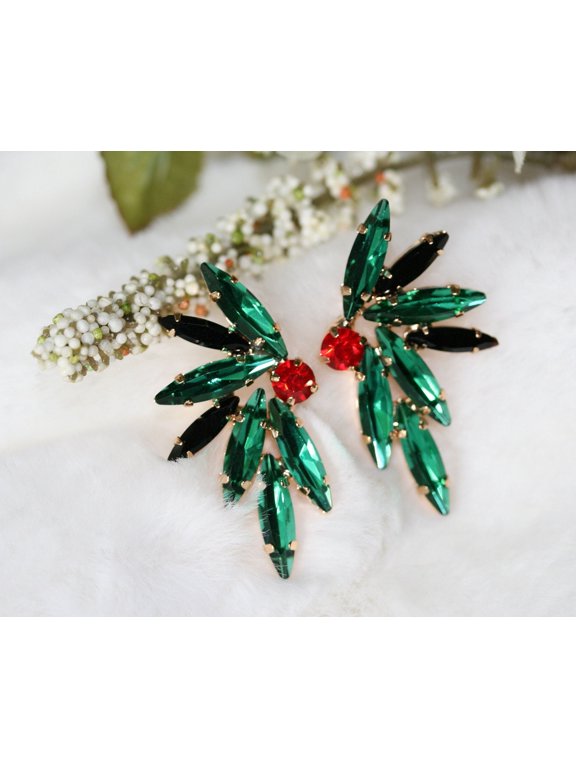 Rhinestone Cluster Stud Bridal Earrings, Christmas Earrings, Woman Earring , Xmas Earring, Holiday Earring Gift