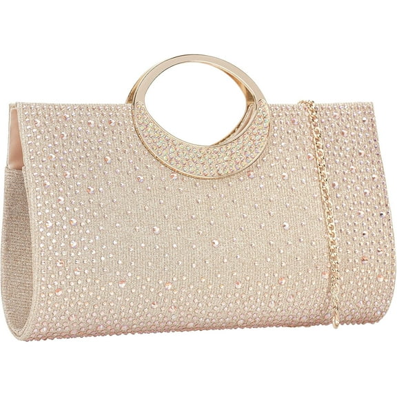 Rhinestone Clutch Handbag with Crystal Handle for Wedding Party Elegant Clutch Purse for Women