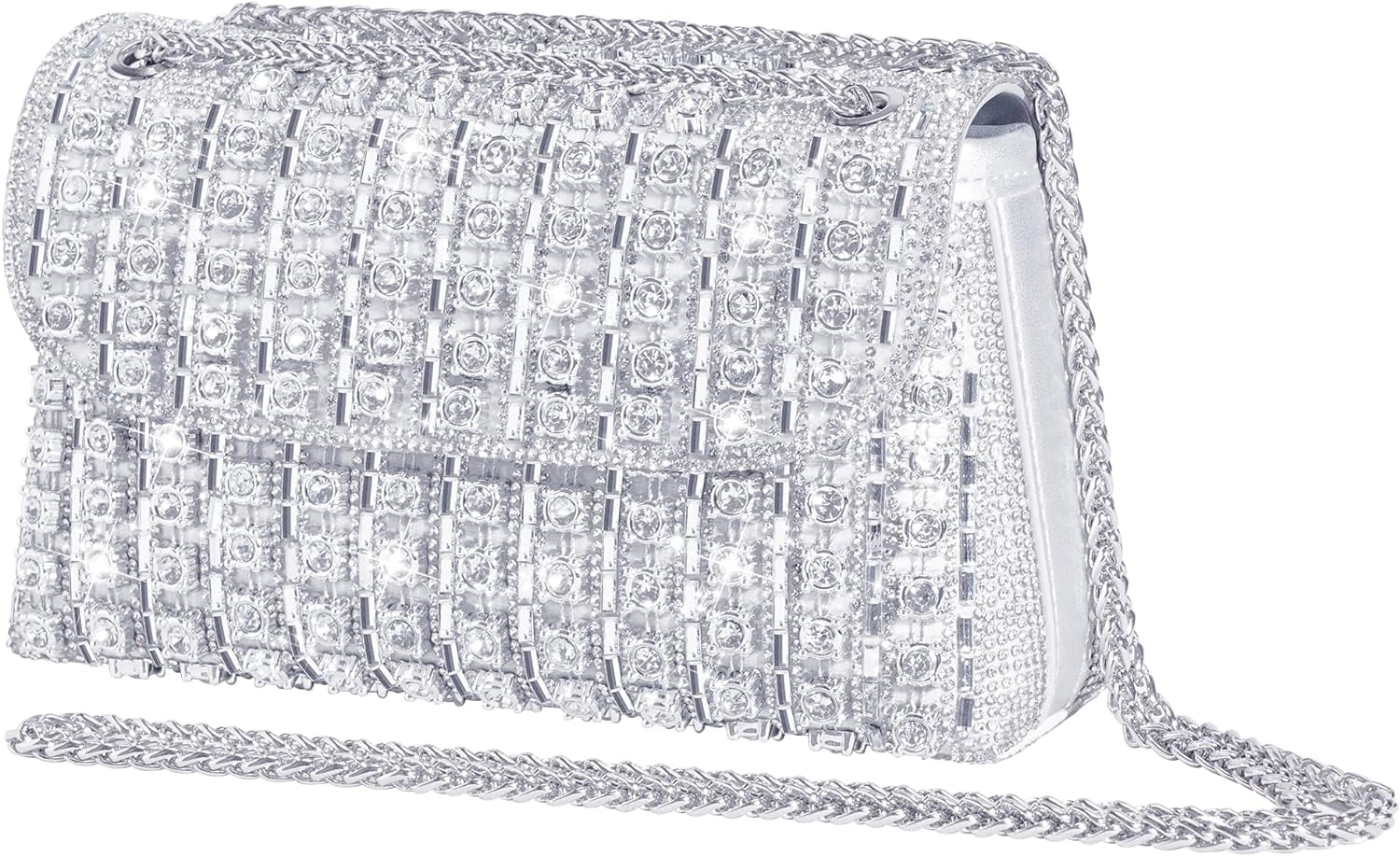 Rhinestone Clutch Purse Sparkling Silver Crystal Diamond