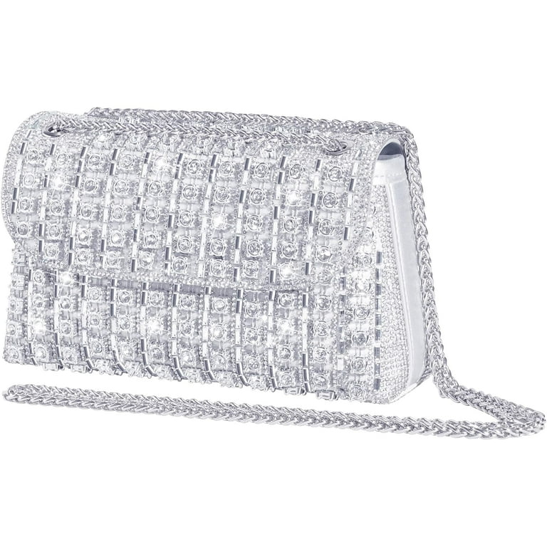 Rhinestone Clutch Purse Sparkling Silver Crystal Diamond