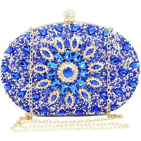 Rhinestone Clutch Purses for Women Evening Wedding Formal Round Pearl Clasp Handbag Crystal Diamond Bag Glitter Multicolor Rhinestone Bags
