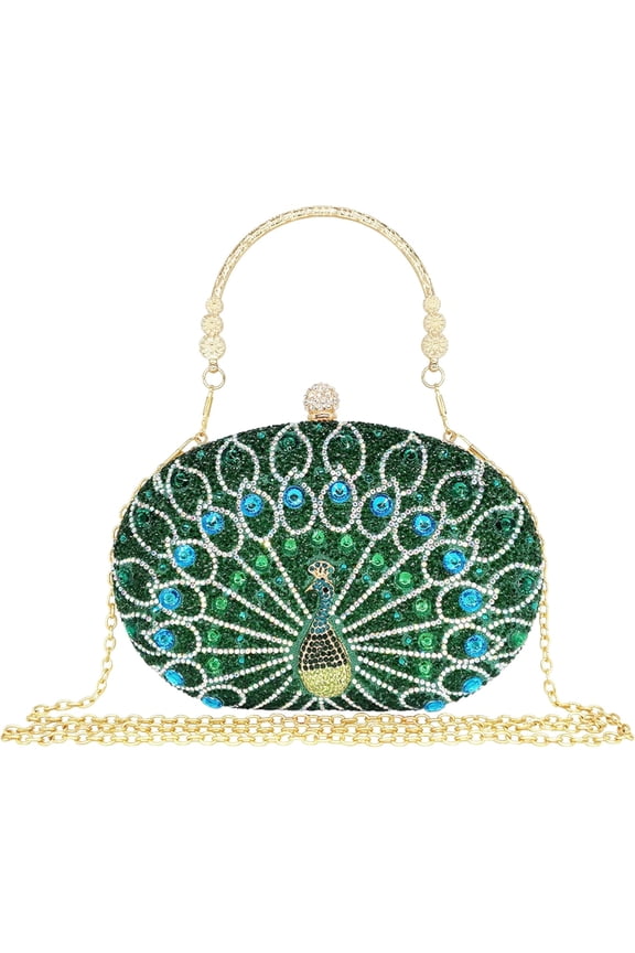 Rhinestone Clutch Purses for Women Evening Wedding Formal - Round Pearl Clasp Handbag - Crystal Diamond Bag