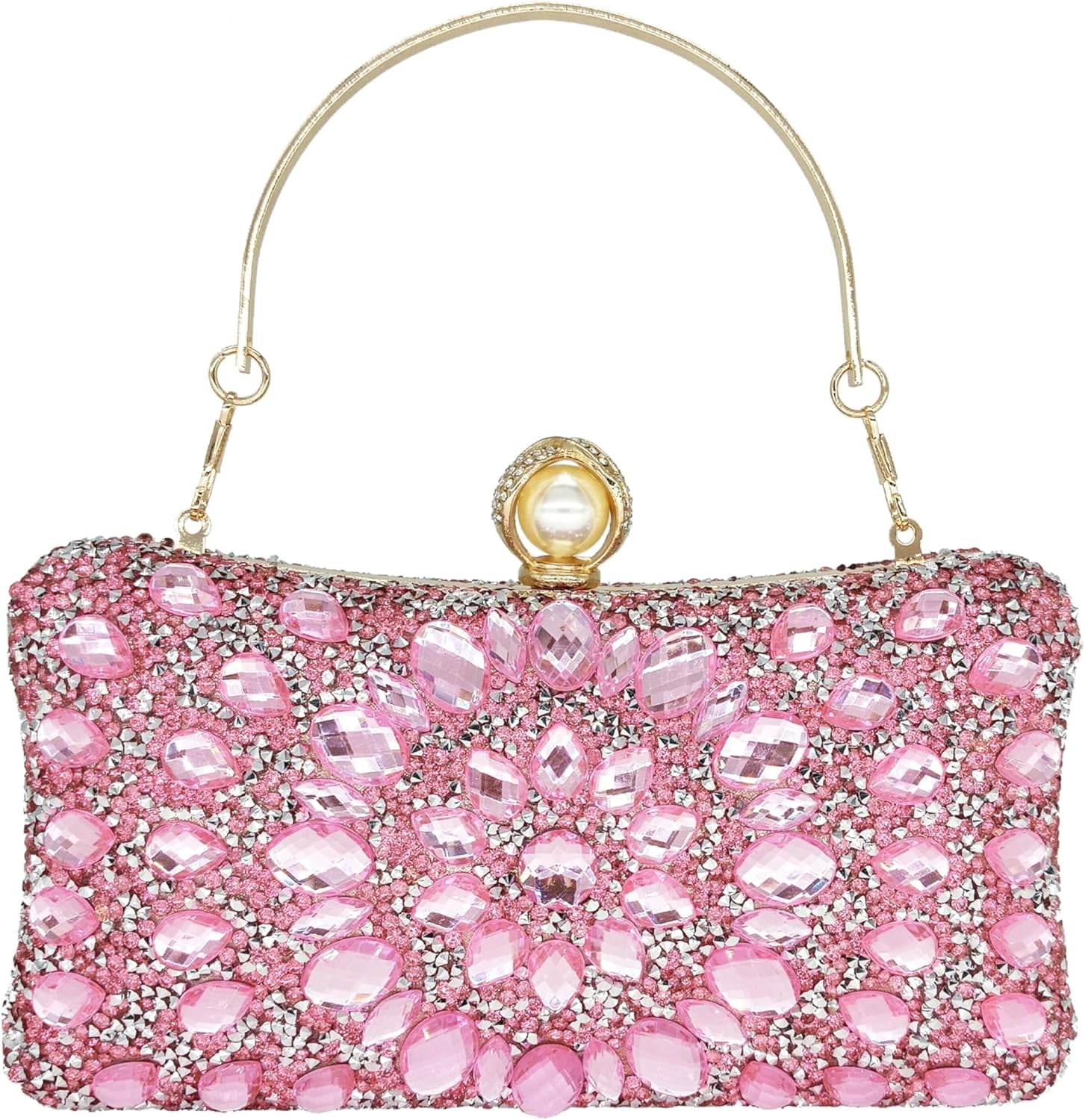 Rhinestone Clutch Purses for Women Evening Wedding Formal - Round Pearl ...