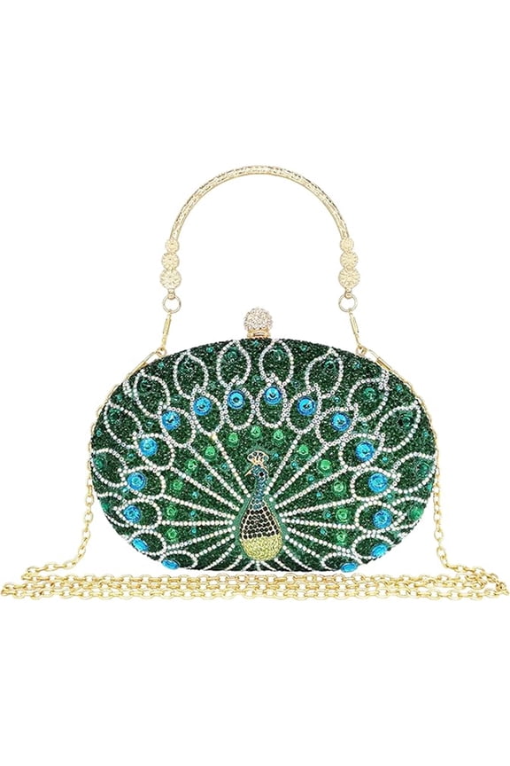 Rhinestone Clutch Purses for Women Evening Wedding Formal, Round Pearl Clasp Handbag, Crystal Diamond Bag