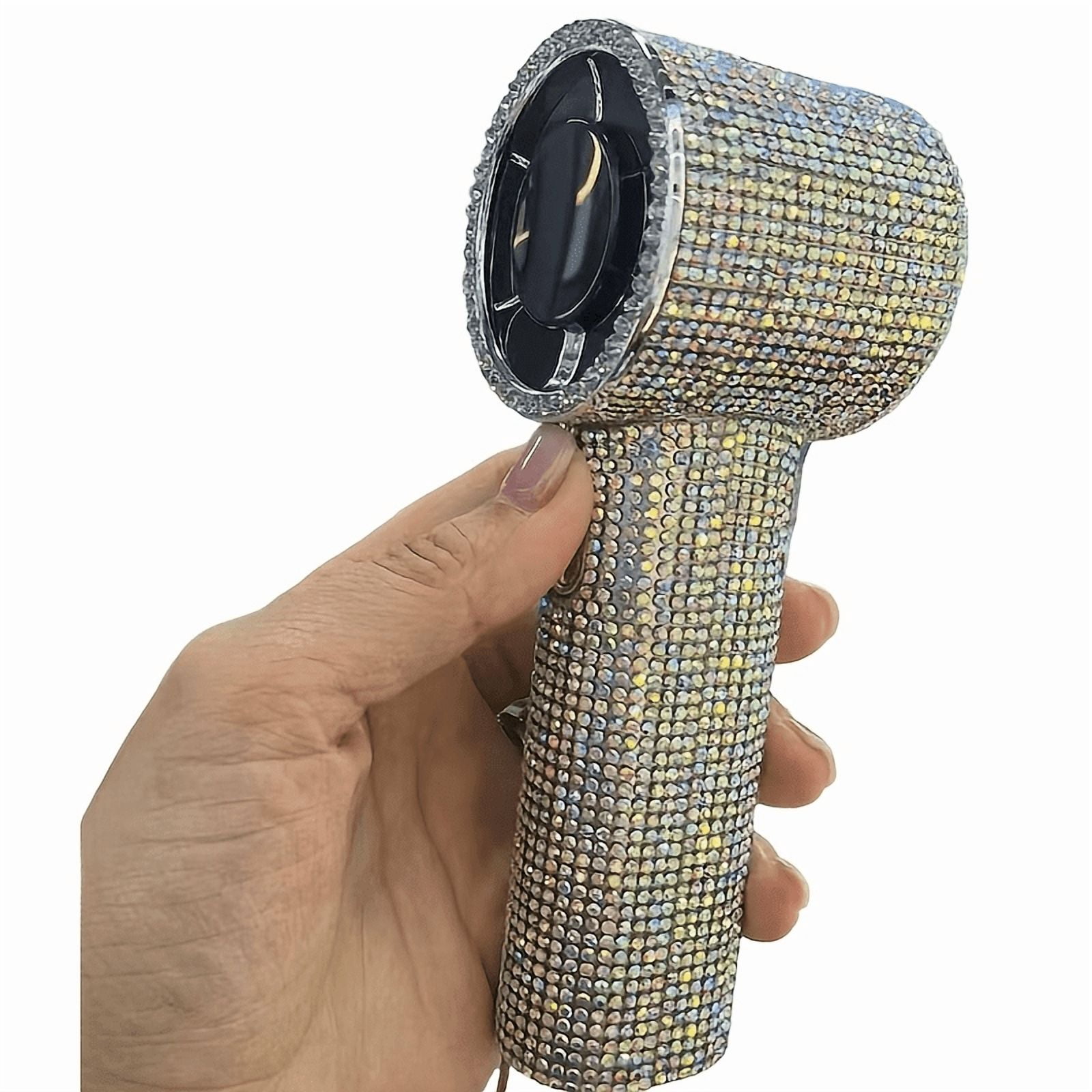 Rhinestone Covered Portable High Speed Handheld Fan Digital Display 199 ...