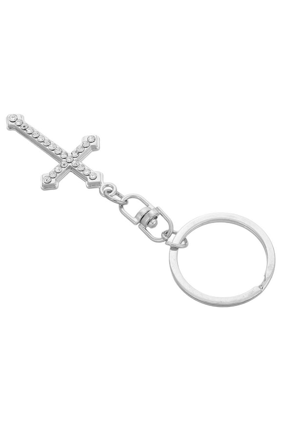 Rhinestone Cross Charm Keychain Pendant Durable Primary School