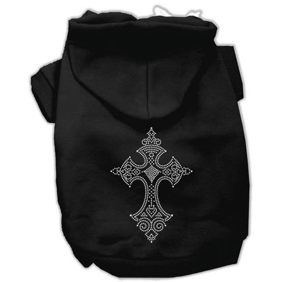 Rhinestone Cross Hoodies Black XL - 16