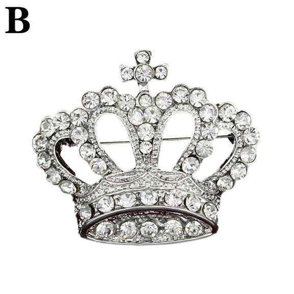 Rhinestone Crown Brooches Women Classic Party Office Jewelry Gift Pin W8 F7X3