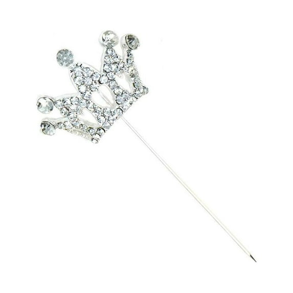 Rhinestone Crown Pin, Silver, 1-1/4-Inch, 4-Count