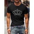 thumbnail image 1 of Rhinestone Crown Print Men Short Sleeve Graphic Casual Crew Neck T-Shirt, 1 of 6