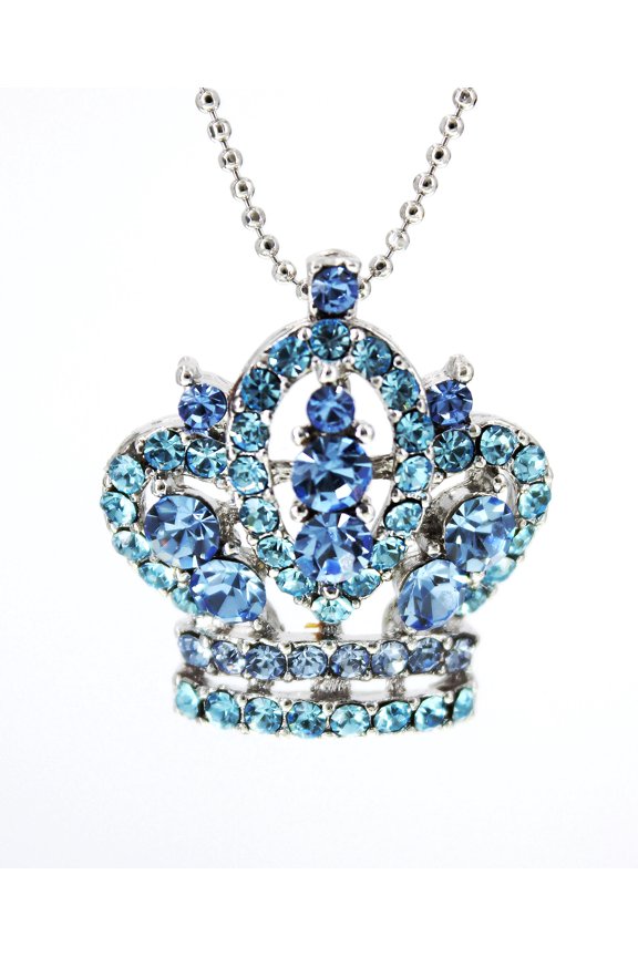 Rhinestone Crown - Rhodium Plating - Made in Korea - Blue - NE-N5528BL