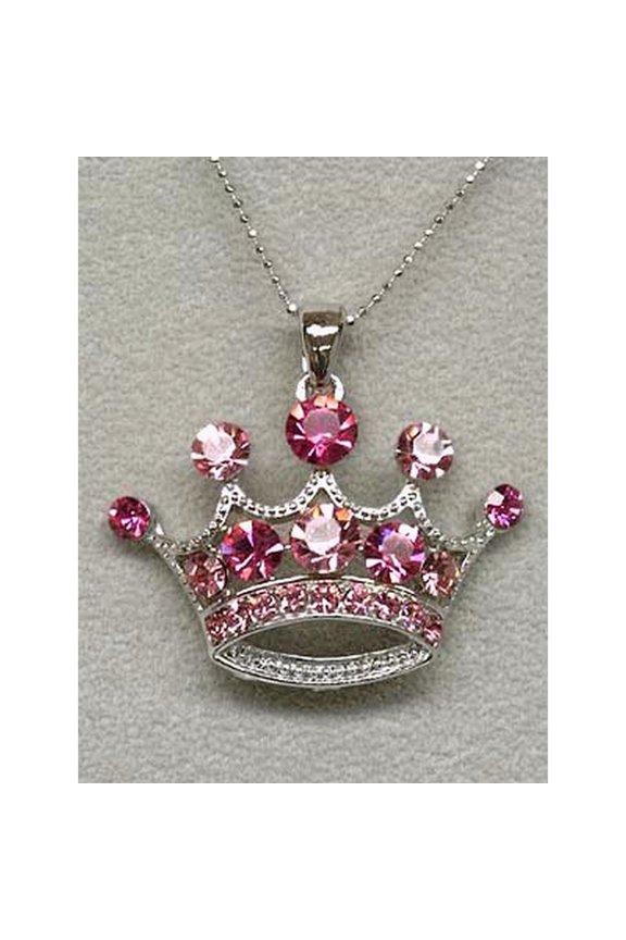 Rhinestone Crown - Rhodium Plating - Made in Korea - Pink - NE-N5382PK