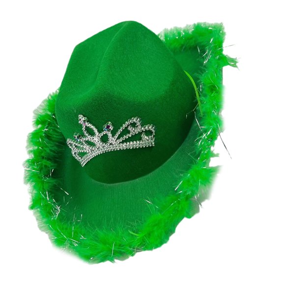 Rhinestone Crowns Cowboy Hat for Female Large Brim RolePlay Cowgirl Hat Cosplay Party Props Bachelorette Party Headdress