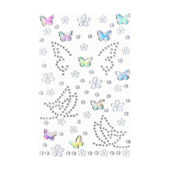 Rhinestone Crystal Butterfly Face Bling Gems Self-Adhesive Body Art for Stage Performance Festive Parties Daily Makeup and Crafts