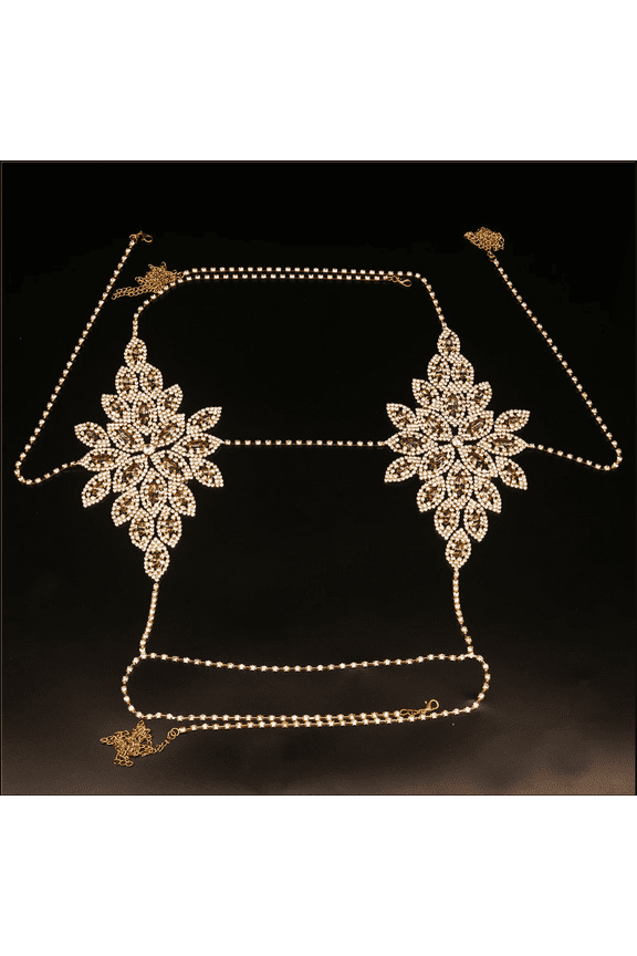 Rhinestone Crystal Harness Bra Pantie Thong Lingerie Set Shiny Bikini Sexy Body Chain Body Jewelry