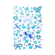 Rhinestone Decorative Face 4.7 Inch Glitter Butterfly Small Star Blue Face Gems for Concert Prom Festival Party Women Teens, 1 Pack