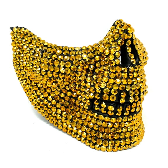 Rhinestone Diamond Skull Teeth Jaw Mouth Masquerade Mask Costume Cosplay Halloween Party