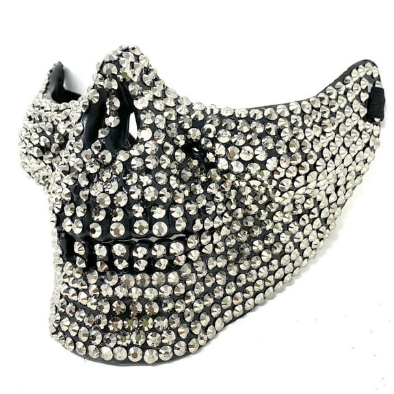 Rhinestone Diamond Skull Teeth Jaw Mouth Masquerade Mask Costume Cosplay Halloween Party