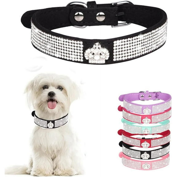 Rhinestone Dog Collar, Cute Soft Fancy Bling Diamond Pretty Jewel Sparkly Puppy Cat Pet Collar for XS Small Medium Large XL XXL Dogs
