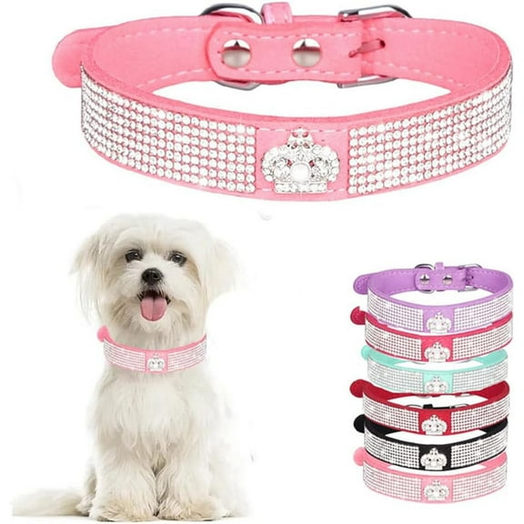 Rhinestone Dog Collar, Cute Soft Fancy Bling Diamond Pretty Jewel Sparkly Puppy Cat Pet Collar for XS Small Medium Large XL XXL Dogs