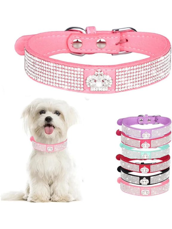 Rhinestone Dog Collar, Cute Soft Fancy Bling Diamond Pretty Jewel Sparkly Puppy Cat Pet Collar for XS Small Medium Large XL XXL Dogs