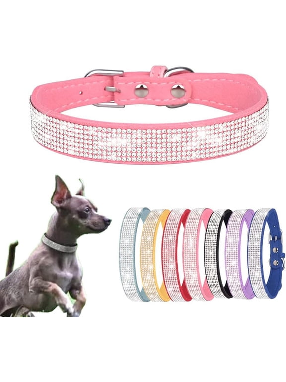 Rhinestone Dog Collar for Small Medium Dogs, Bling Diamond Fancy Crystal Glitter Pretty Jewel Pet Puppy Collar for XS Small Medium Breed Girl Dogs Female Cats Kitten