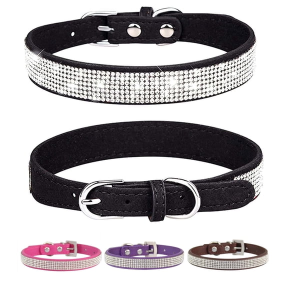 Rhinestone Dog Collar for Small Medium Large Dogs, Adjustable Leather Bling Dog Collars, Diamond Puppy Collars