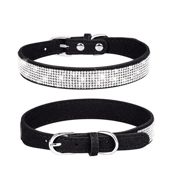 Rhinestone Dog Collar for Small Medium Large Dogs, Adjustable Leather Suede Bling Dog Collars,Diamond Bow Tie Puppy Collars for Boy and Girl.