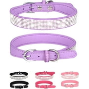 Rhinestone Dog Collar for Small Medium Large Dogs, Adjustable Leather Suede Bling Dog Collars Diamond Bow Tie Puppy Collars for Boy and Girl.
