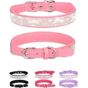 Rhinestone Dog Collar for Small Medium Large Dogs, Adjustable Leather Suede Bling Dog Collars，Diamond Bow Tie Puppy Collars for Boy and Girl.