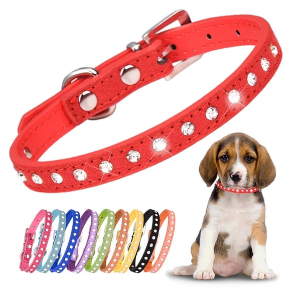 Rhinestone Dog Collars for Small Dogs, Pretty Bling Diamond Puppy Collar Crystal Sparkly Glitter Jewel Girls Cat Collars for XXS Xs Small Medium Pet Female Dogs Kitten