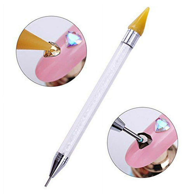 Dual-Ended Nail Rhinestone Picker Wax Silicone Tip Pencil Pick Up  Applicator Dual Tips Dotting Pen Beads Gems Crystals Studs Picker with  Acrylic