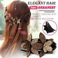 thumbnail image 1 of Rhinestone Double Flower Hair Clip,Flexible Durable Pearls Design Women Hair Dovetail Clip, 1 of 2