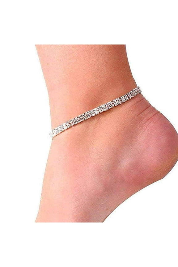 Rhinestone Double Row Stretch Anklet