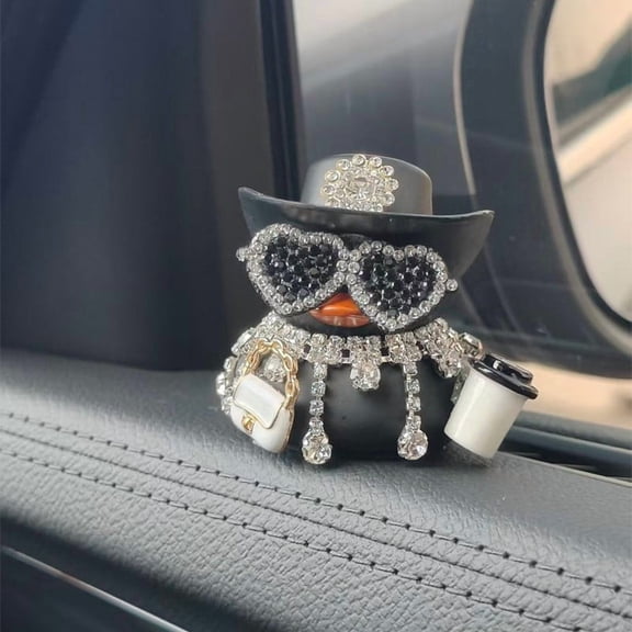 Rhinestone Duck Statue Bling Car Air Vent Clip Ornament Cute Stylish Duck Car Diffuser Decor Mini Dashboard Decoration for Auto